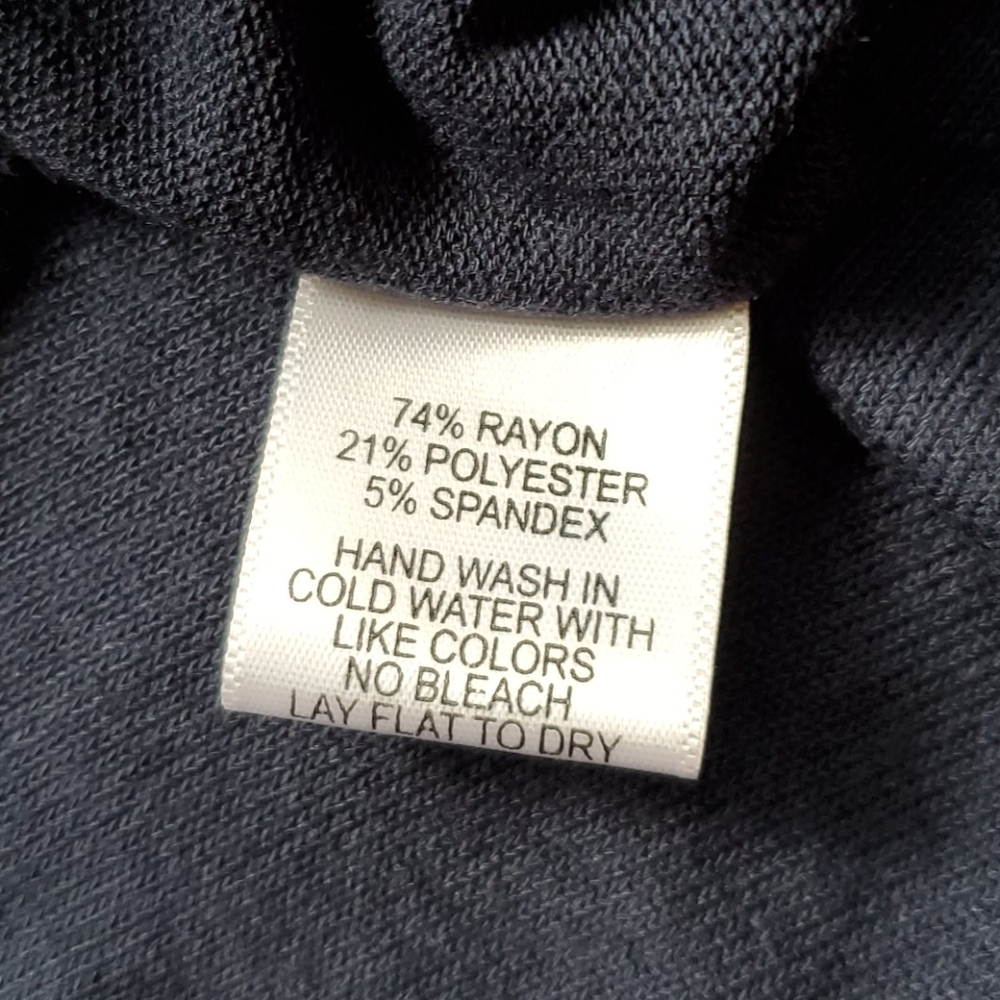 Gibson Ruffled Edge Raglan Pullover Navy. - Picture 8 of 9